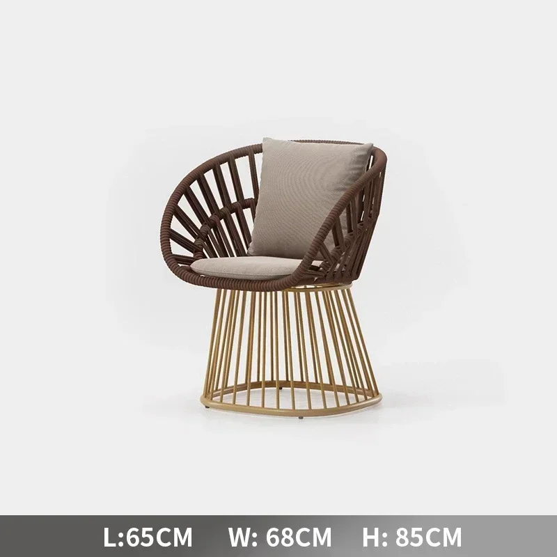 Rattan chair three-piece set balcony solid wood outdoor sofa rattan high-back rope chair outdoor courtyard single chair