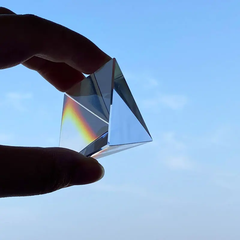 Prism Optical Glass Crystal Pyramid 40mm Side Length Rectangular Pyramid Polyhedral Popularization of Science Studying