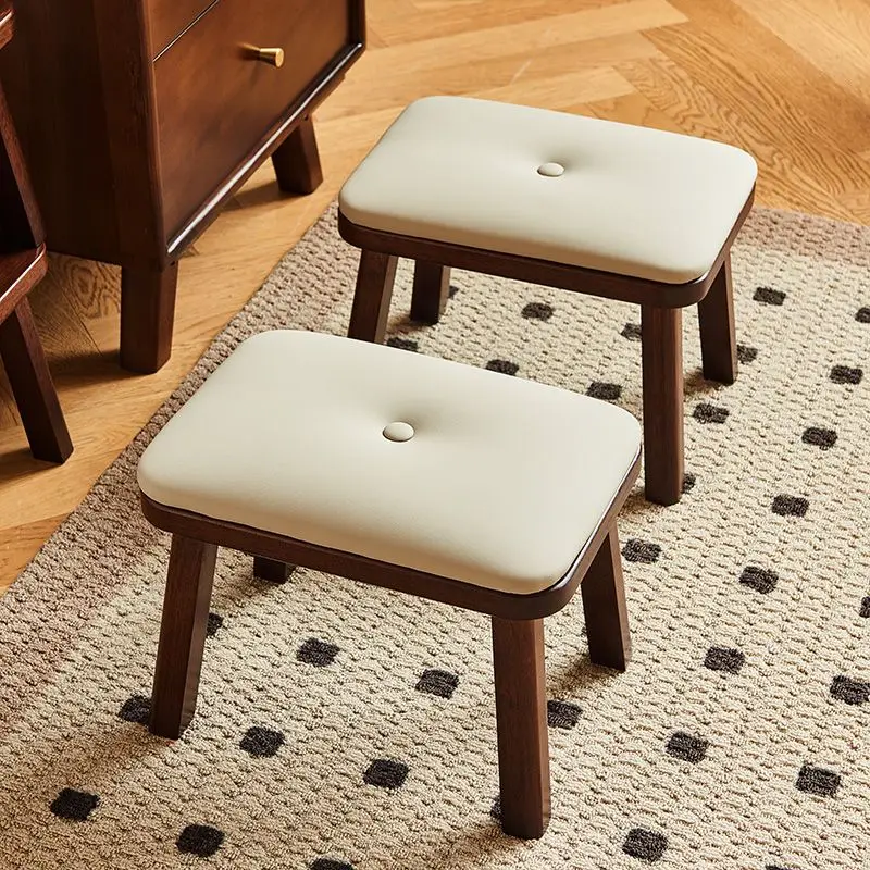 Solid wood small stool household small bench sofa soft bag footstool creative shoe changing stool balcony furniture