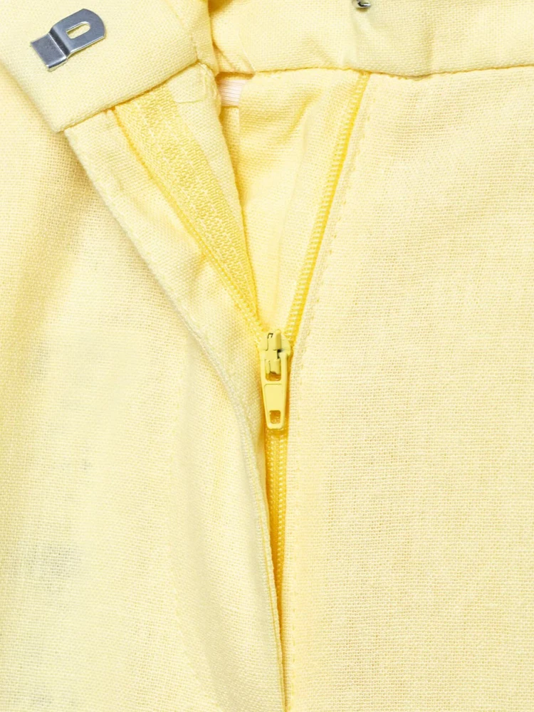 Moda feminina botão frontal mistura de linho colete e bermuda de cintura alta conjunto roupa feminina