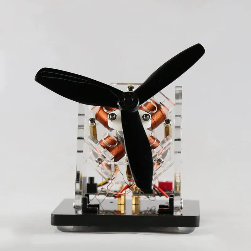 High-Speed Silent 4-Coil Fan Model Dual Driver Board Brushless Motor DIY Science Toy for Educational Purposes