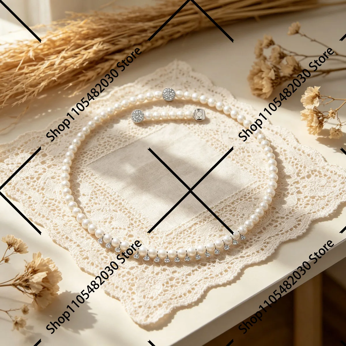 

Floral Pearl Pendant Chain Necklace Dainty Everyday Jewelry