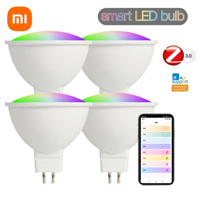 Умная Светодиодная лампа XiaomiTuya Zigbee RGB CCT E27, E27, 5 Вт