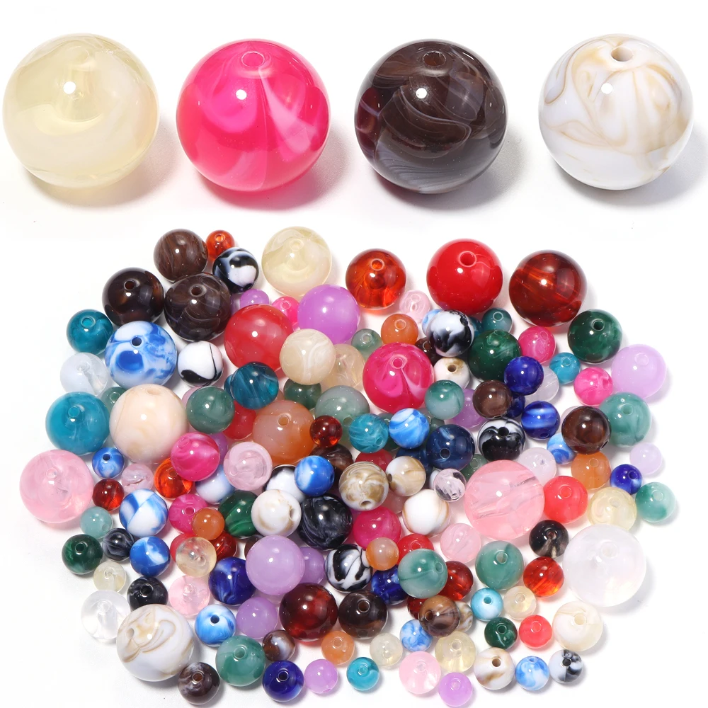 10-100 Stück 8-20mm Zweifarbige Runde Acrylperlen mit Wolken-Effekt Lose Abstandsperlen für Schmuckherstellung DIY Armband Halskette Zubehör – Detail 5