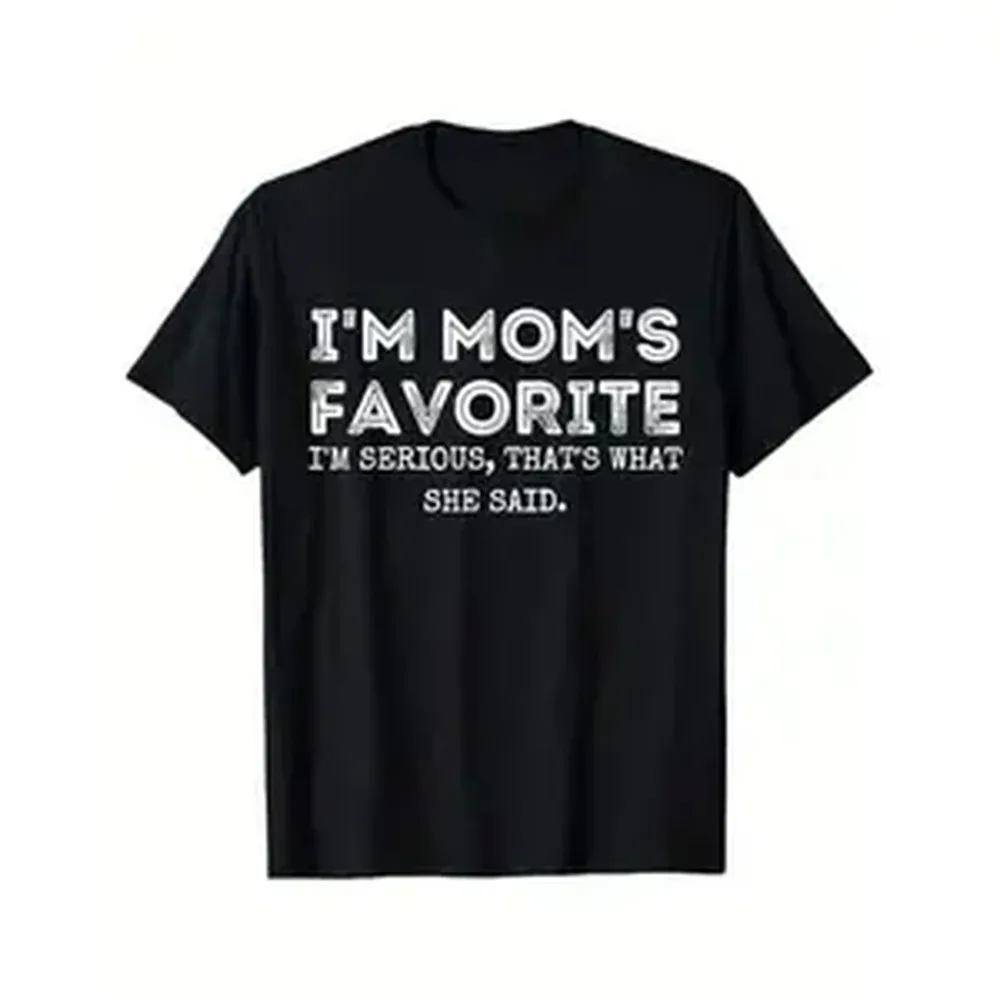 Camiseta de algodón para regalo de golf para hombres y mujeres, camiseta divertida de manga corta con la frase 'Soy la favorita de mamá, eso es lo que dijo', de algodón, regalo para hombres, mujeres, papá, mamá, amigos, S-XXXL, negro