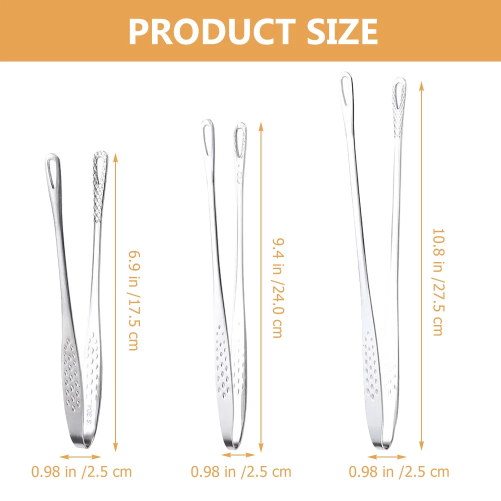 

3Pcs Food Tong Stainless Steel Kitchen Clip Durable Steak Clamp Buffet Serving Tong Kitchen Cooking Tools Korean Bbq Tongs