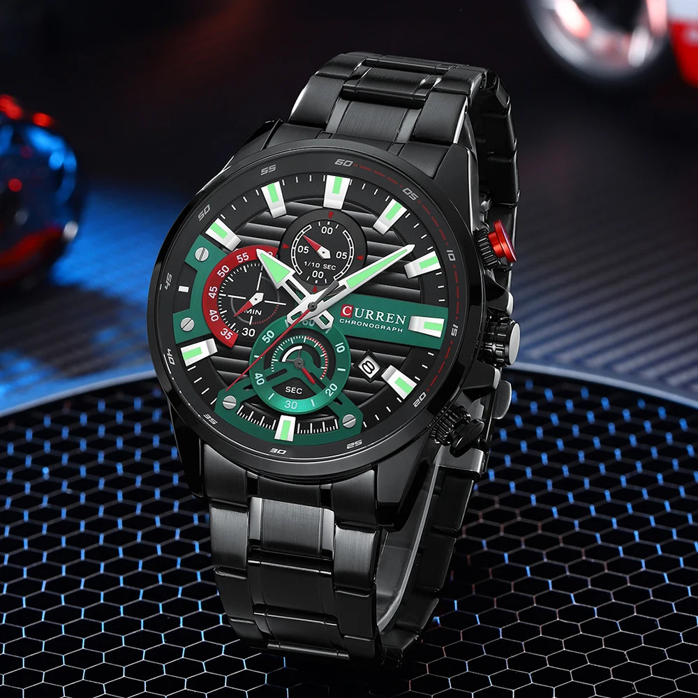 CURREN 8415 Men Luminous Watch Reloj Hombre Simple Multifunctional Quartz Watch Sport Stainless Steel Strap Business Waterproof