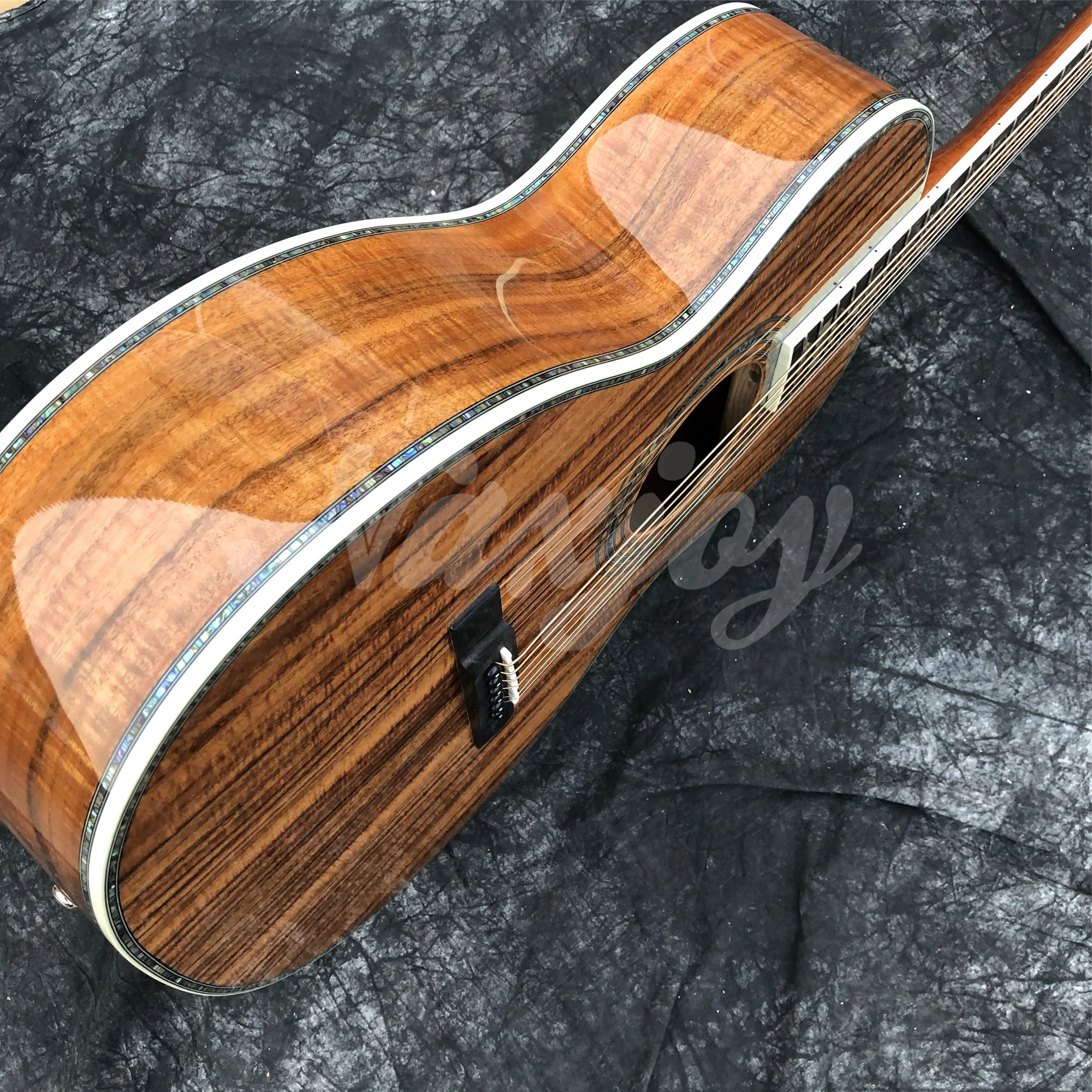 All Koa Wood 39 Inches ooo Type Acoustic Guitar Abalone Inlays Ebony Fingerboard Electric Guitar