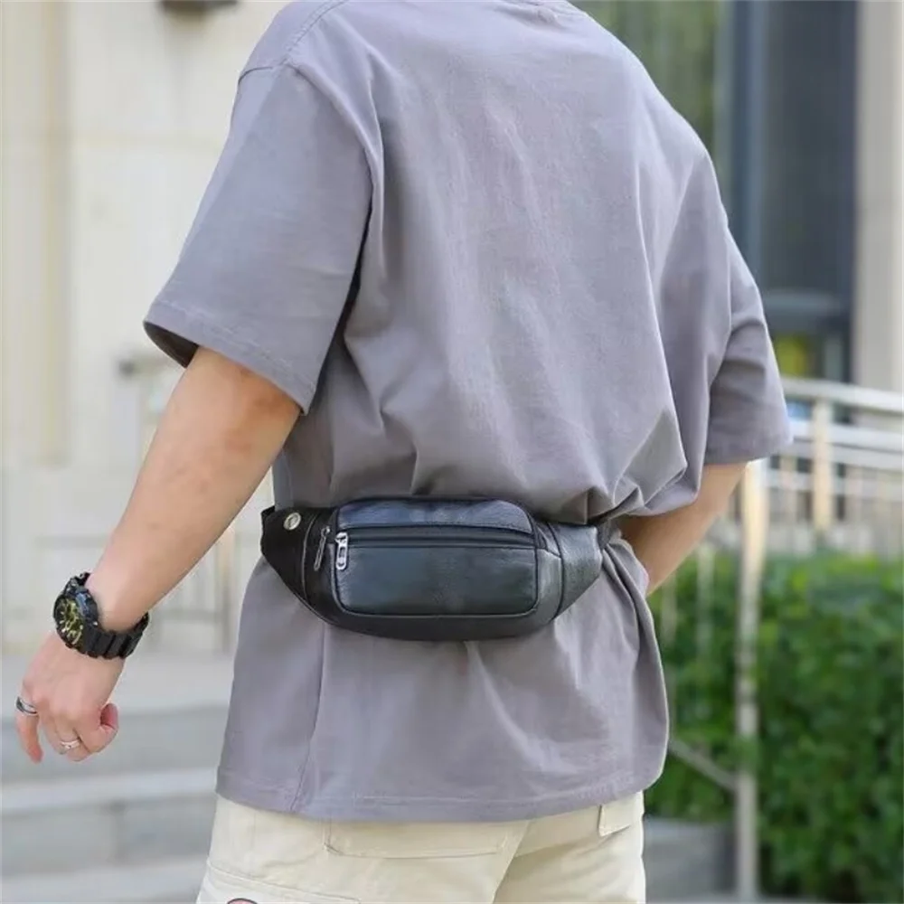 

Men's Waist Pack PU Leather Chest Bag Casual Fashion Waterproof Crossbody Bag Business Coins Purse Cell Phone Bag For Men