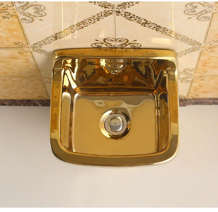 Piscina per mop dorata in stile europeo, balcone, piscina per mop color oro, barra in ceramica, piscina vomitante