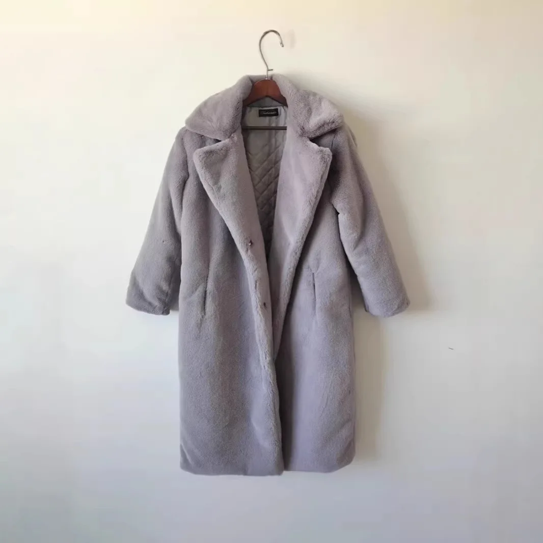 2026 Fur Coat, Lady Cloth Long, Plus. Size. Women's Clothing, Imitation Rabbit. Fur Coat, Warm Winter Fur Coat Elegant Bandage F - view 3