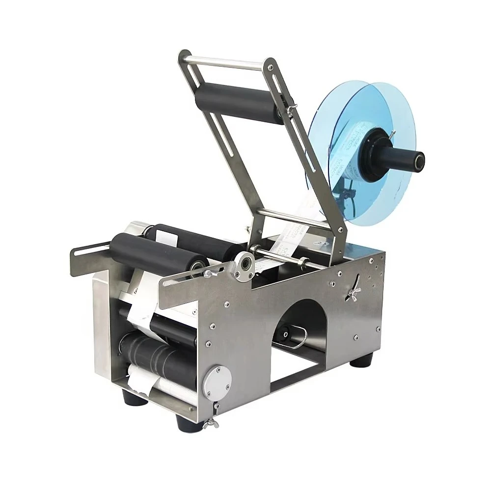 LT-50S Desktop Semi Automatic Labeling Machine Stainless Steel Self Adhesive Sticker Labeler for Round Glass Plastic Bottle