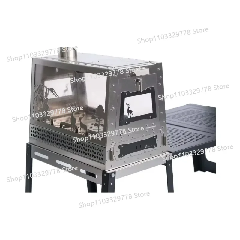 Multi-Function Stainless Steel Tent with Heated Outdoor Wooden Oven for Camping & Hiking Tours