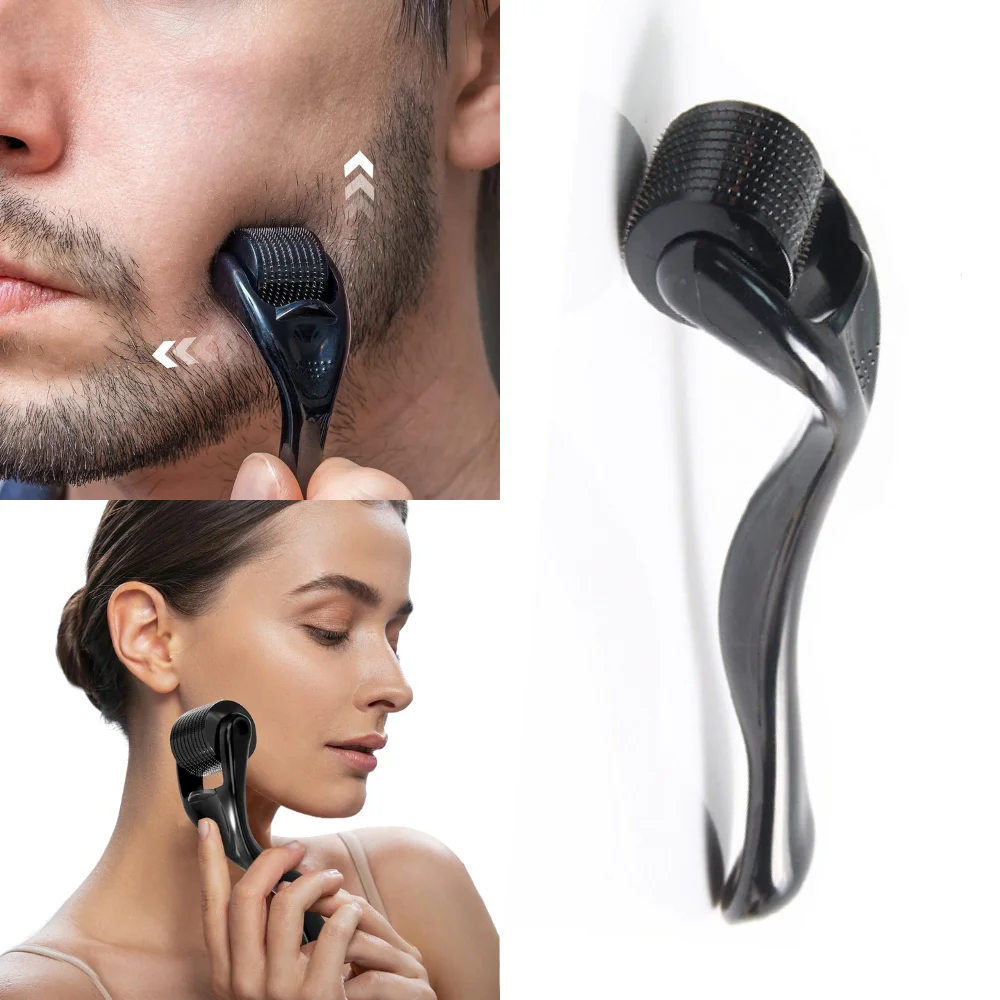 

Полностью черный 1 шт. Derma Roller Premium Titanium 540 игольчатый валик с футляром для хранения для лица, кожи головы, штамп Derma 0,25 мм