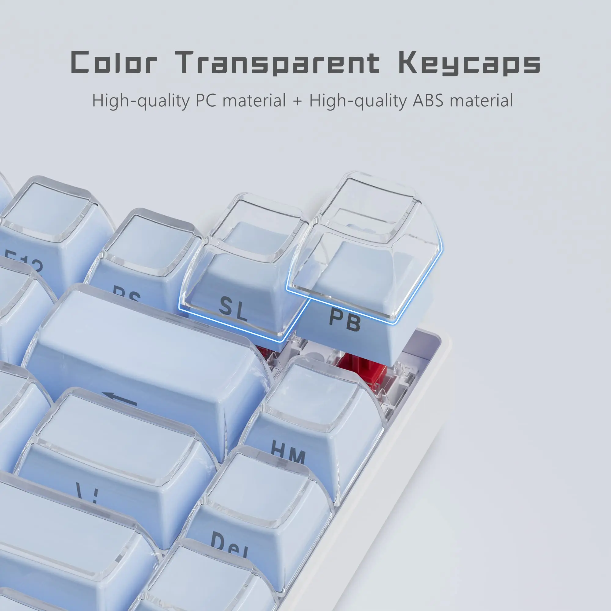 113 Key Jelly Round Side Ice Crystal Keycaps Translucent OEM Profile Key cap for Cherry MX Switch 61 68 104 Mechanical Keyboard