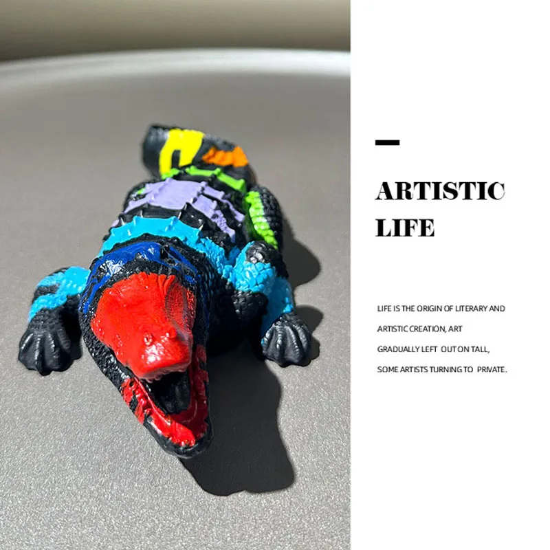 YurrFvna Colorful Alligator Figurine Crocodile Sculpture Statue Modern Decor Gifts Animal Figurine Table Craft Home Decor - view 3