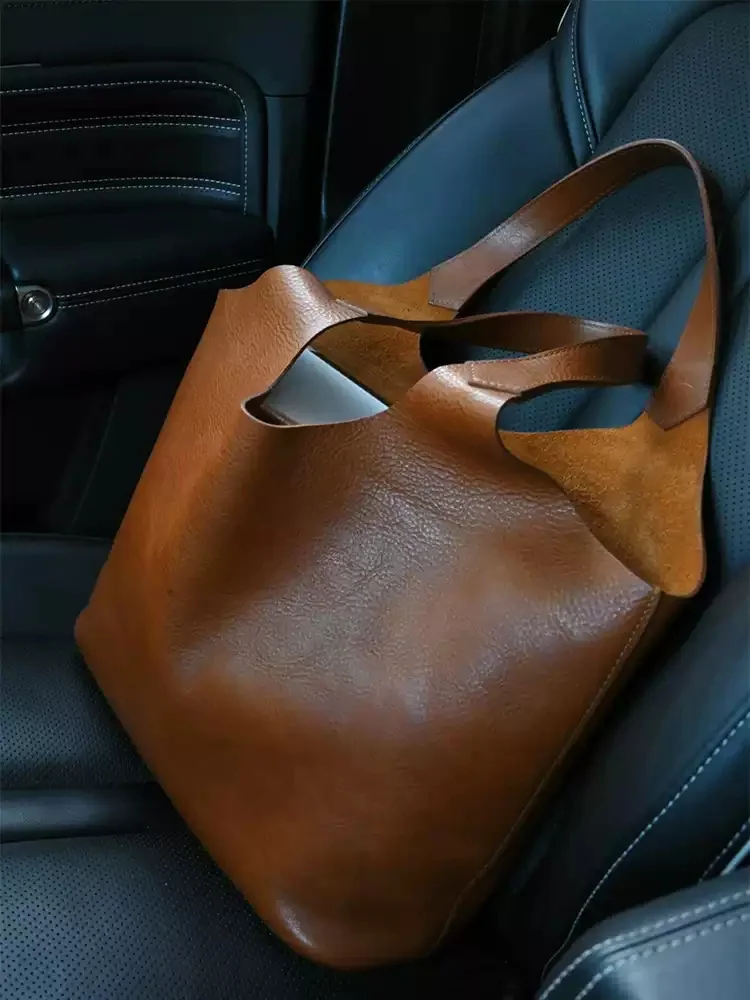 حقيبة يد نسائية كبيرة السعة من زار فيندين باللون البني، حقيبة كتف واحدة للعمل، تصميم بريطاني من الجلد الصناعي بلون واحد