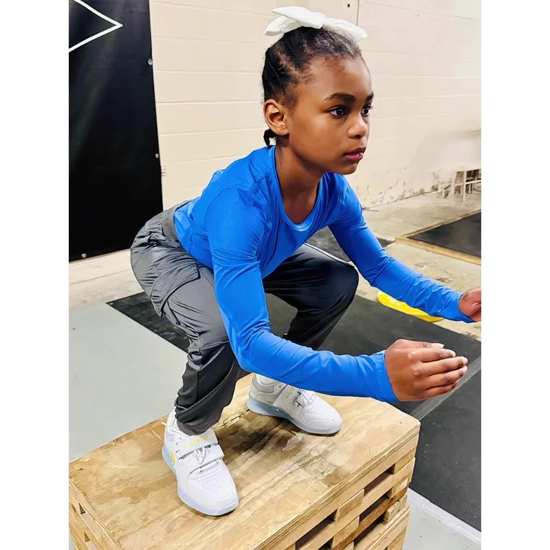 

Children Deep Squat Gymnastics Indoor Fitness Training Cross-Border Sports Shoes Professional Weightlifting Shoes Black Blue