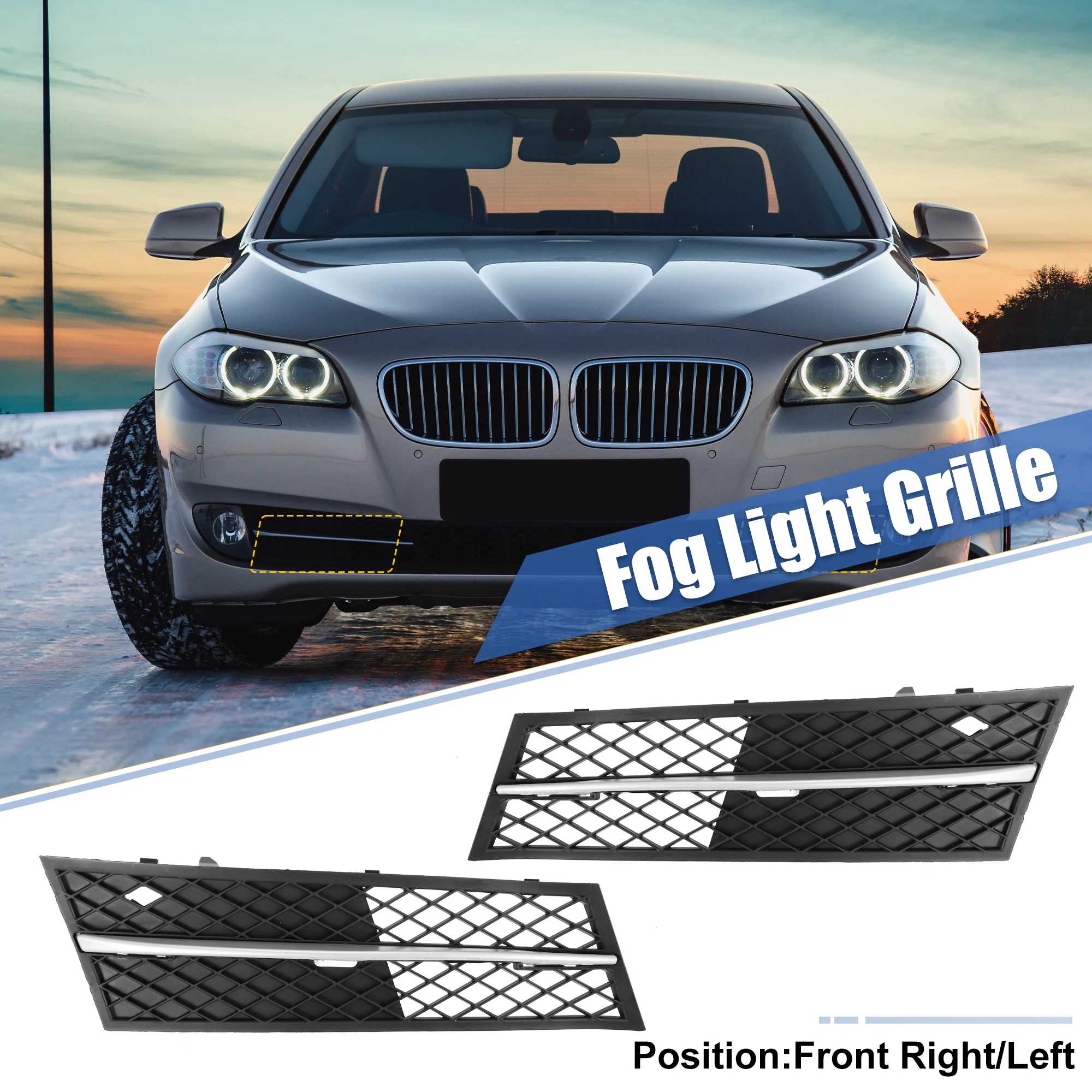 

Uxcell Pair Front Fog Light Grille Bumper Grill Cover for BMW F10 F11 528i 535i 2011-2013 51117200699 51117200700