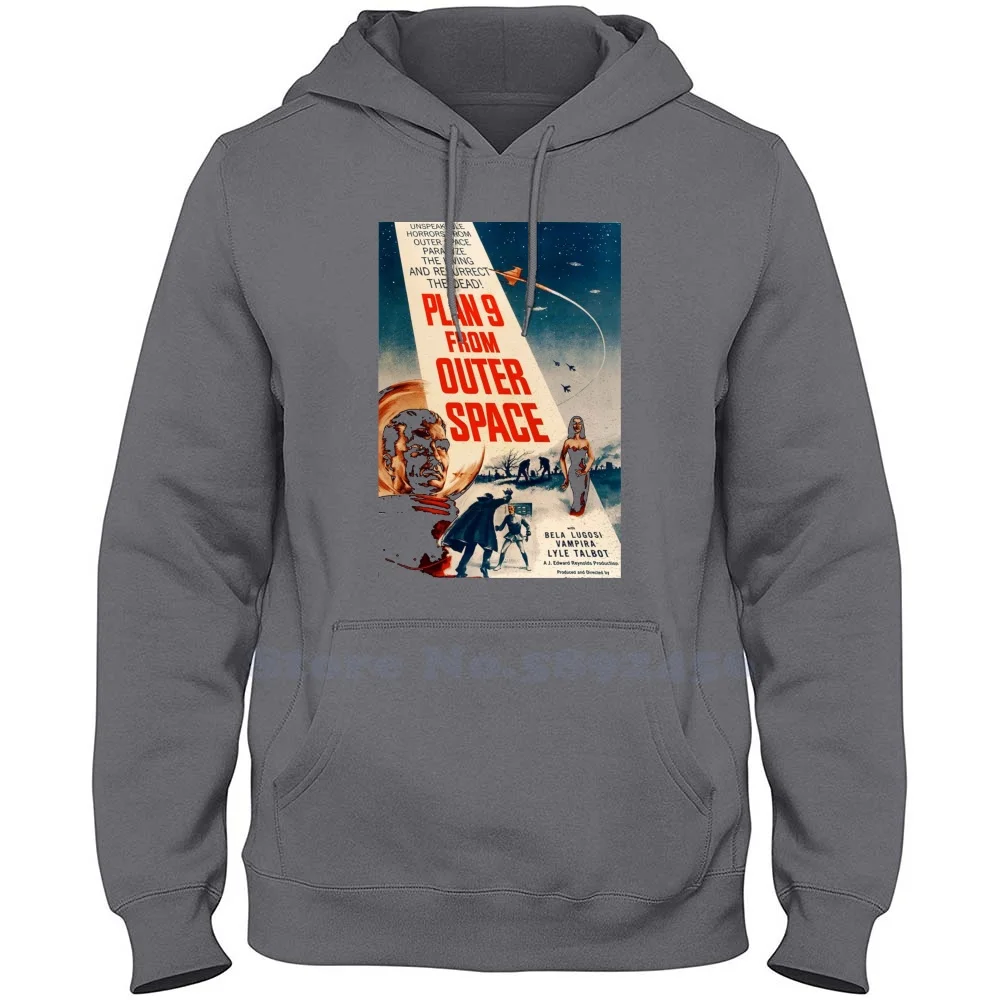 Grindhouse Lounge Presents : Plan 9 From Outer Space Long Sleeve Sweatshirt Casual 100% cotton Hoodie