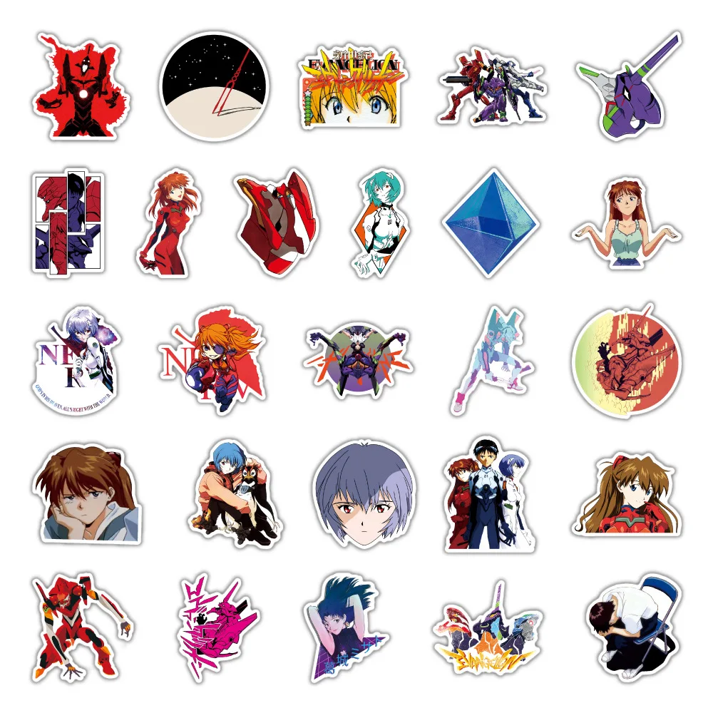 50pcs Anime Evangelion Graffiti Stickers Waterproof Suitcase Laptop Skateboard Stickers Decoration Supplies