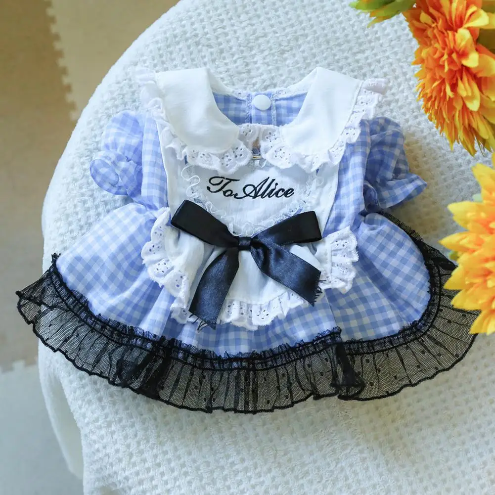 Comfortable Doll Collar Pet Dress Mesh Splicing Pet Dress Chic Mesh Splicing Dog Princess Dress with Bow Decoration for Pooch