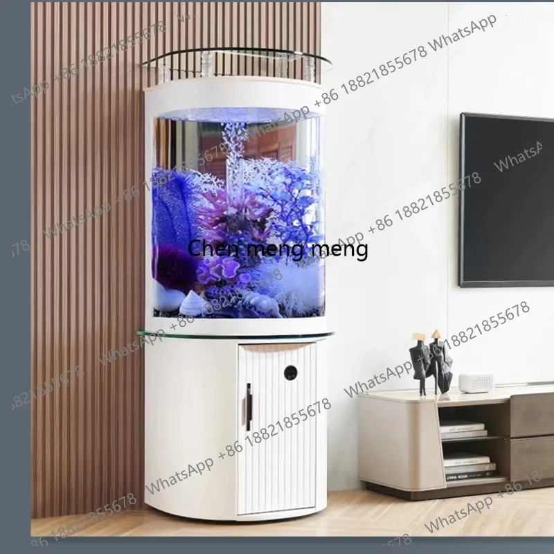 

fish tank floor-to-ceiling living small household fish culture glass tank cylindrical bottom filter ecological no-change