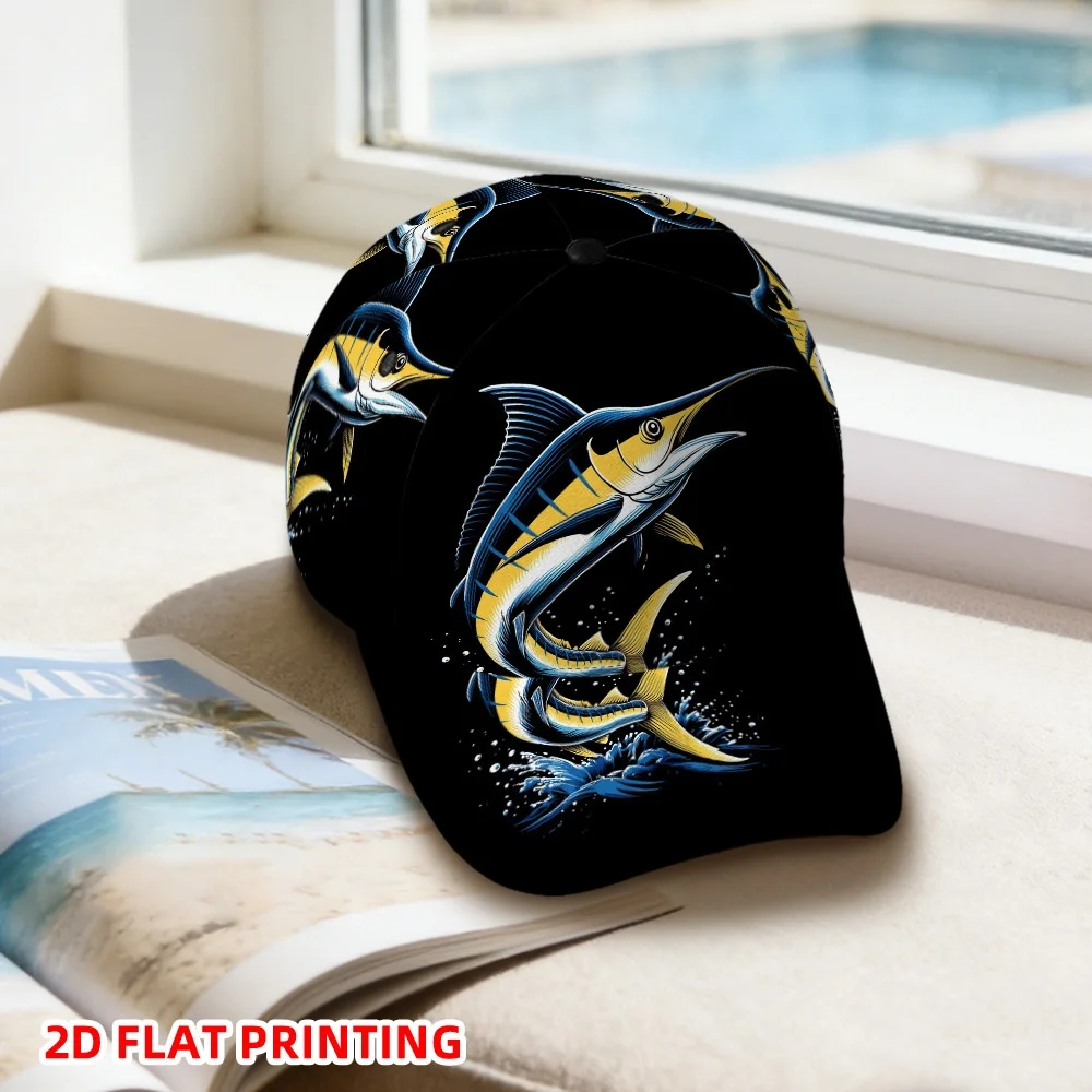 Jumping Marlin Baseball Cap for Men Women Lightweight Snapback Hat with Marlin Fish Design Suitable for Daily Commute