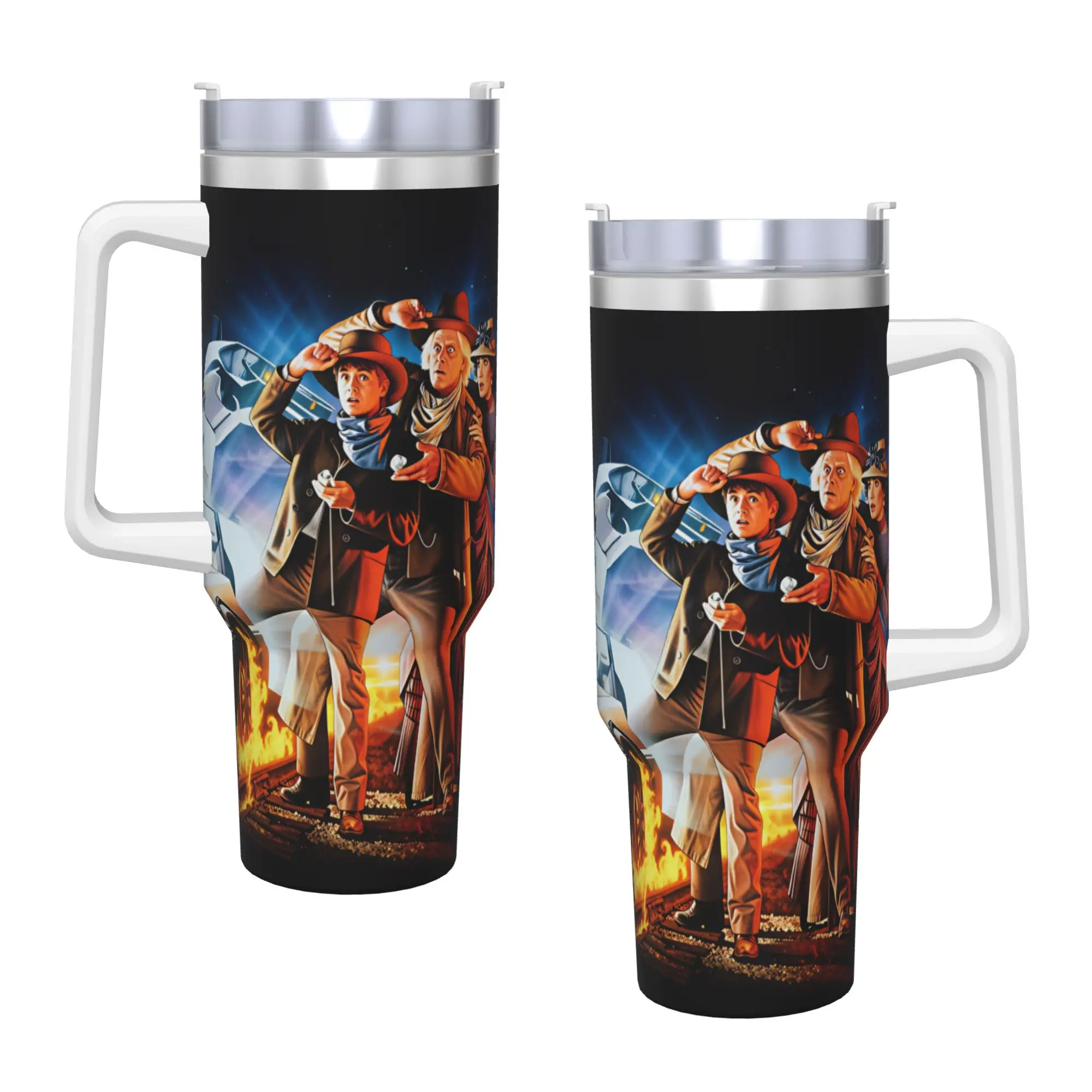 Back To The Future Stainless Steel Tumbler  Camping Car Mugs Large Capacity Coffee Mug Leakproof Cold and Hot Milk Water Bottle