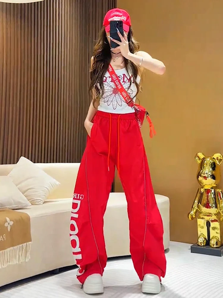 Faionable Sportswear Set Women's Summer New round Ne Svel Wide Leg Pants Two Piece Set Comfortable Breathable Casua...