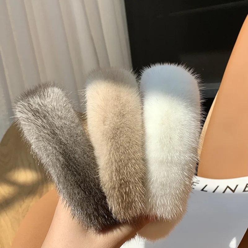 2022 Women Luxury Winter Mink Fur High Quality Real Skin Hair Band Lady Fashion Hair Hoop Party Headband