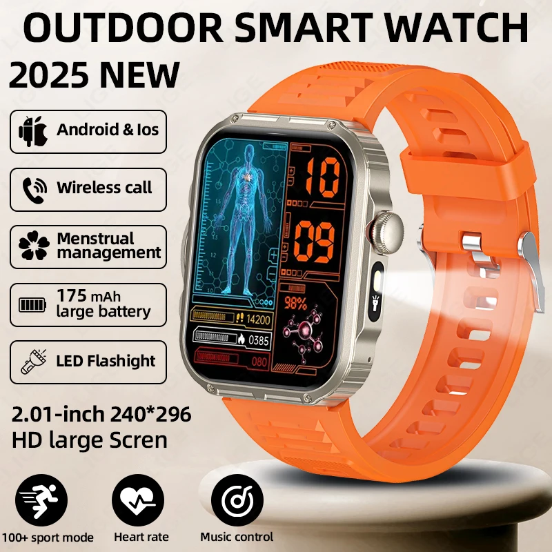 

LIGE New Smart Watch Men Women LED Flashlight Outdoor Sports Fitness Watch Bluetooth Call Heart Rate Music Waterproof Smartwatch