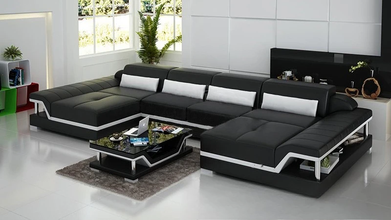 

Modern simple light luxury living room leather sofa combination Italian style