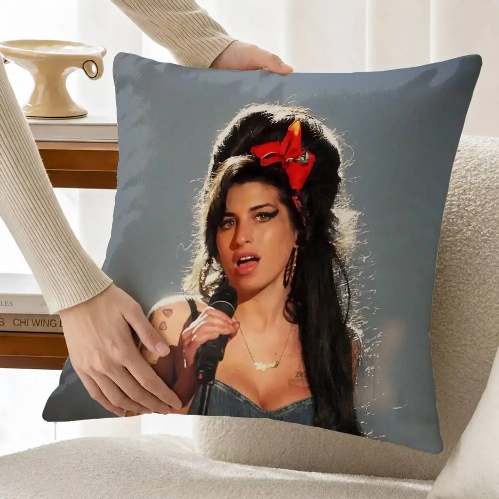 60s Soul Moody Singer A-Amy Winehouse Customizable Square Pillow case Double Sided Print Sofa Bedroom Decor Cushion Cover