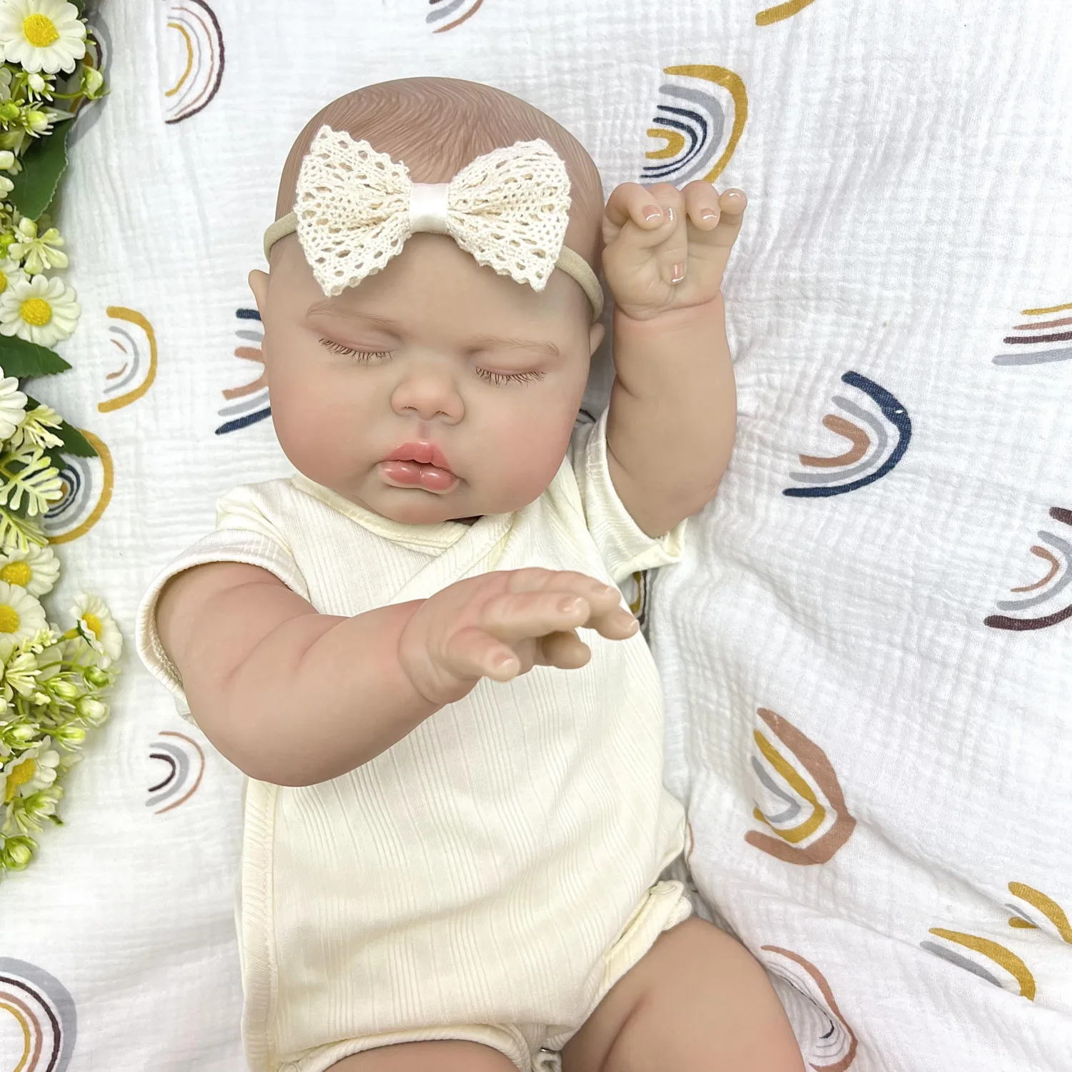 

BZDOLL 20inch Asleep Reborn Baby Doll Toy with Cloth Body Real Look 50 CM 3D Skin Doll Realistic Fashion Birthday Gift For Girl