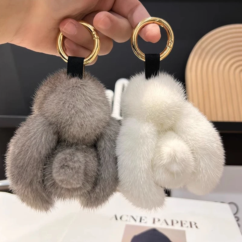 Cute Rabbit Plush Keychain Women Bag Car Keychain Pendant Decoration Jewelry Bags Hanging Accessories Gifts