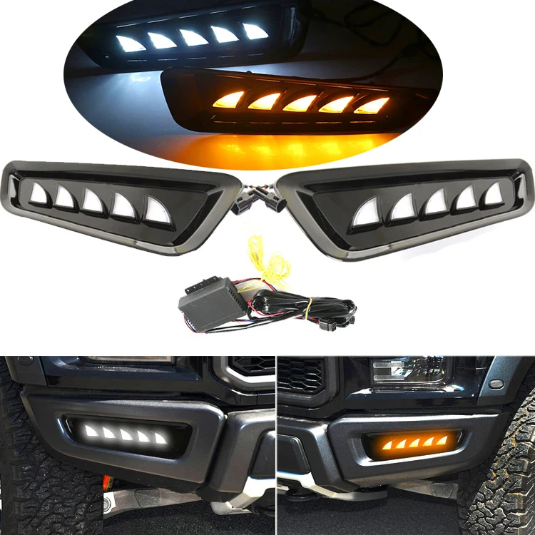 

Shark Fin LED DRL Daytime Running Lights Fog Lamp Bumper for 2016-2020 for Ford F150 Raptor SVT Car Light Accessories F-150