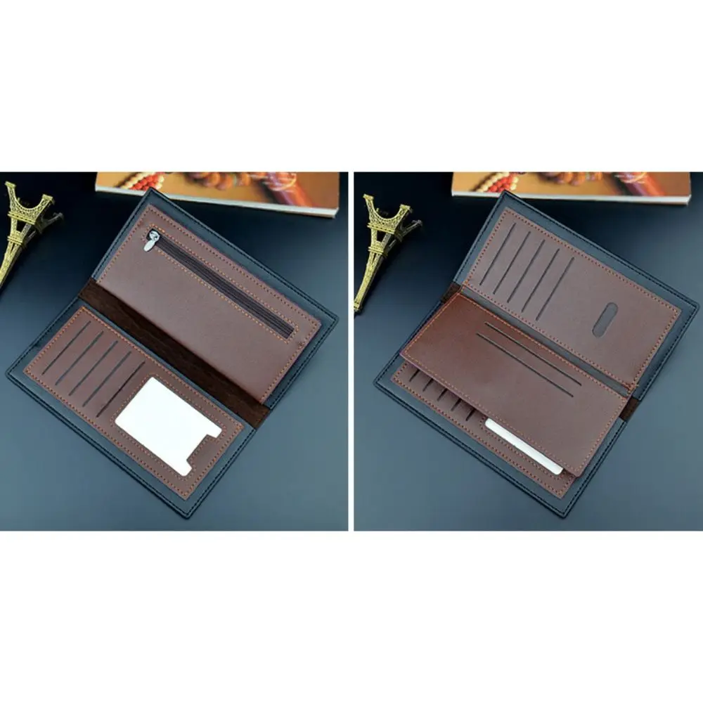 

Minimalist PU Leather Men's Wallet Long Style High Capacity Retro Coin Purse Black Coffee Multiple Pockets Men Women