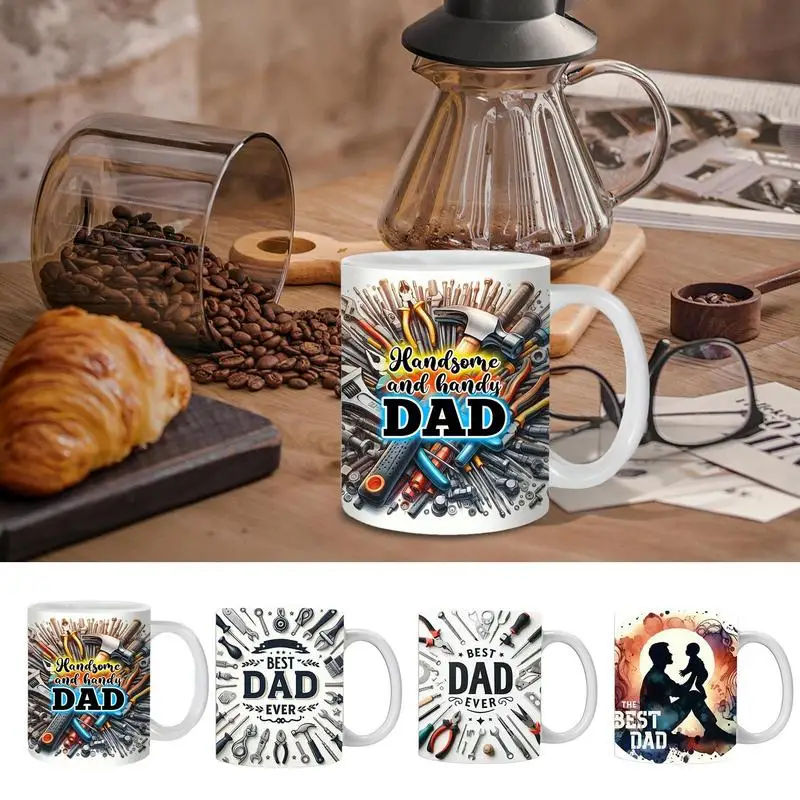 Fathers Day Mug Best Dad Ever Ceramic Mug 350ml Creative Portable Coffee Mug With Handle Multifunctional Tea Cups For New Father