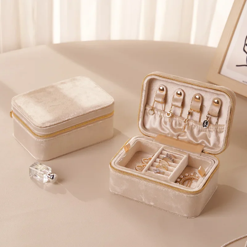 2025 Collection Jewelry Box - Deluxe Double-Layer Velvet Organizer with Spacious Necklace Storage