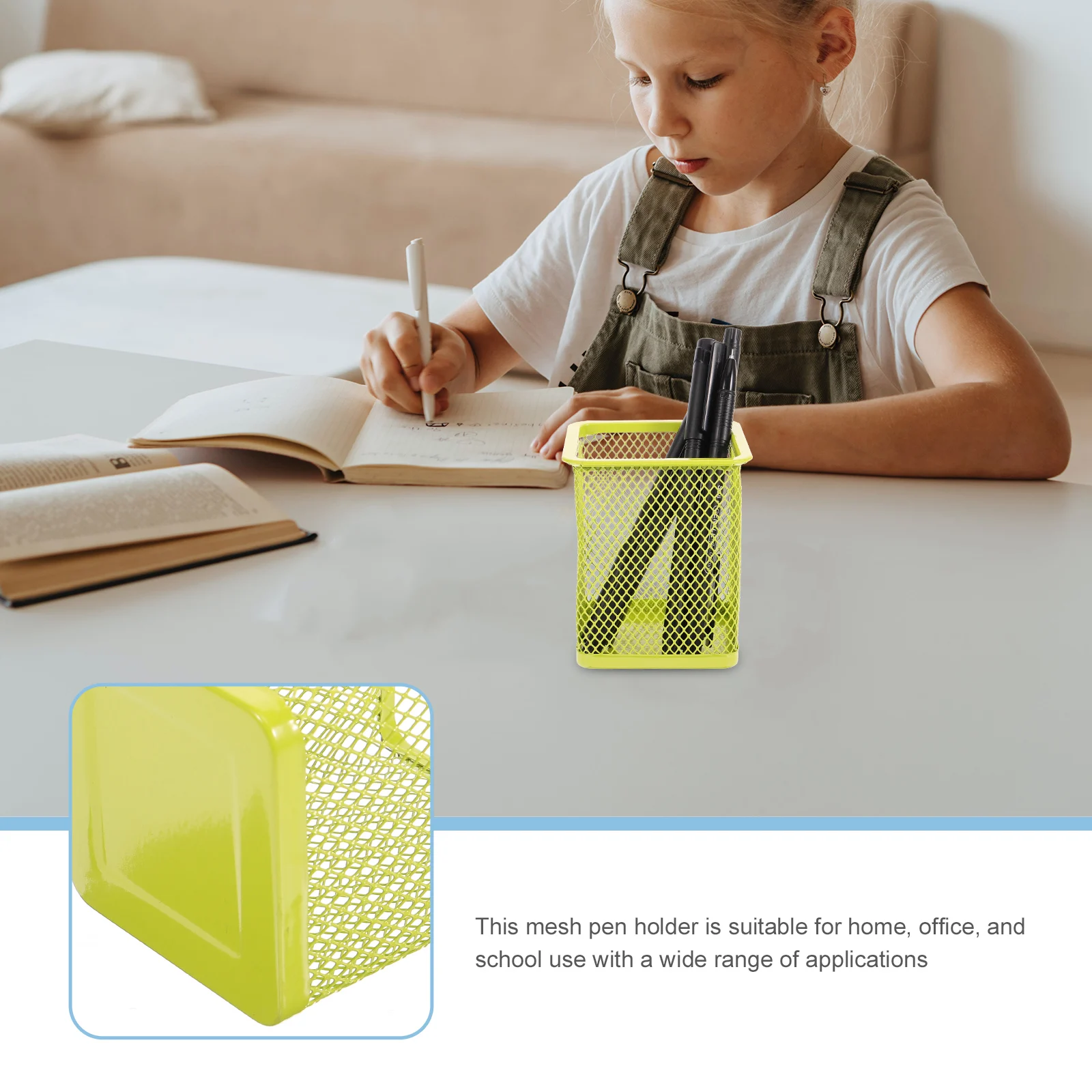 

3 Pcs Desk Pen Holder Gift Pencil Brush Storage Table Cup Stand Metal Wires Organizer Mesh Container
