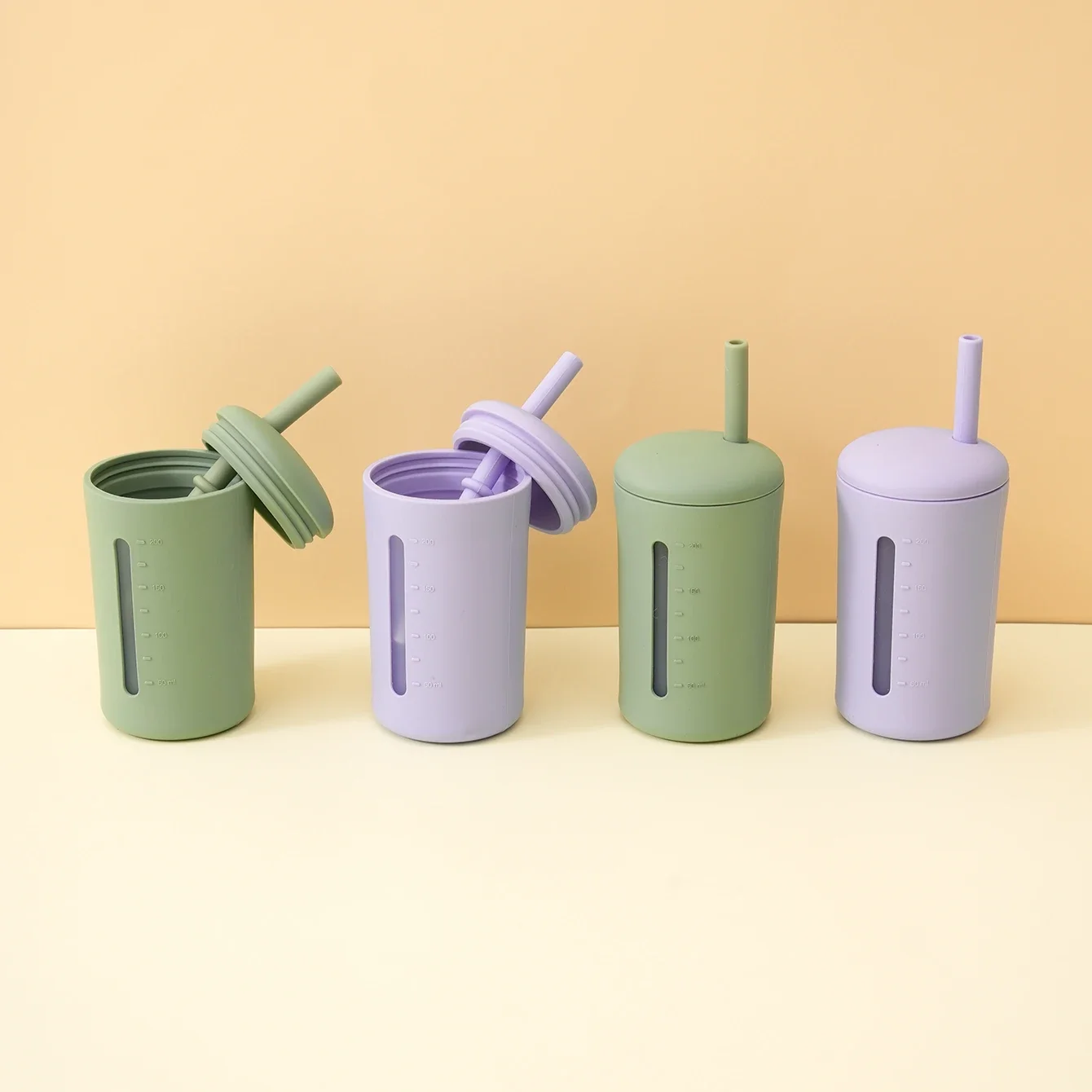 

1PCS Silicone Straw Cup For Kids BPA Free Feeding Leak Proof Baby Training Cup Safe Dishwasher Safe Bottle Cup Baby Stuff