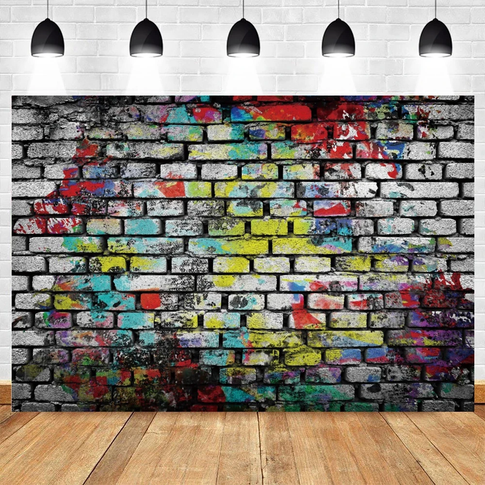 Rustikale Vintage Backstein mauer Fotografie Hintergrund Retro bunte rote schwarze alles Gute zum Geburtstag Party Baby Dusche Fototermin Hintergrund