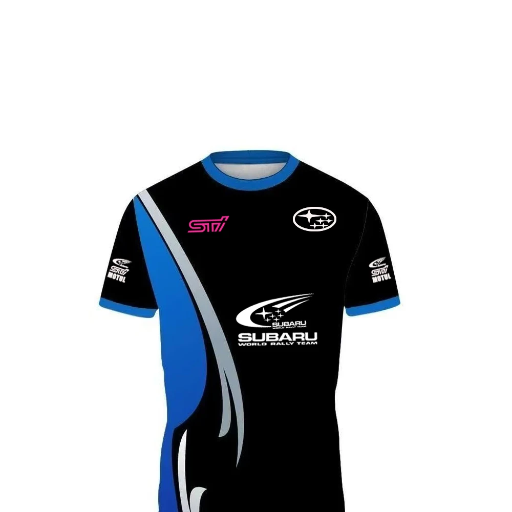 Camiseta esportiva masculina 2026SUBARU com estampa 3D STI, gola redonda, manga curta, roupa esportiva casual, um presente para fãs de corridas.