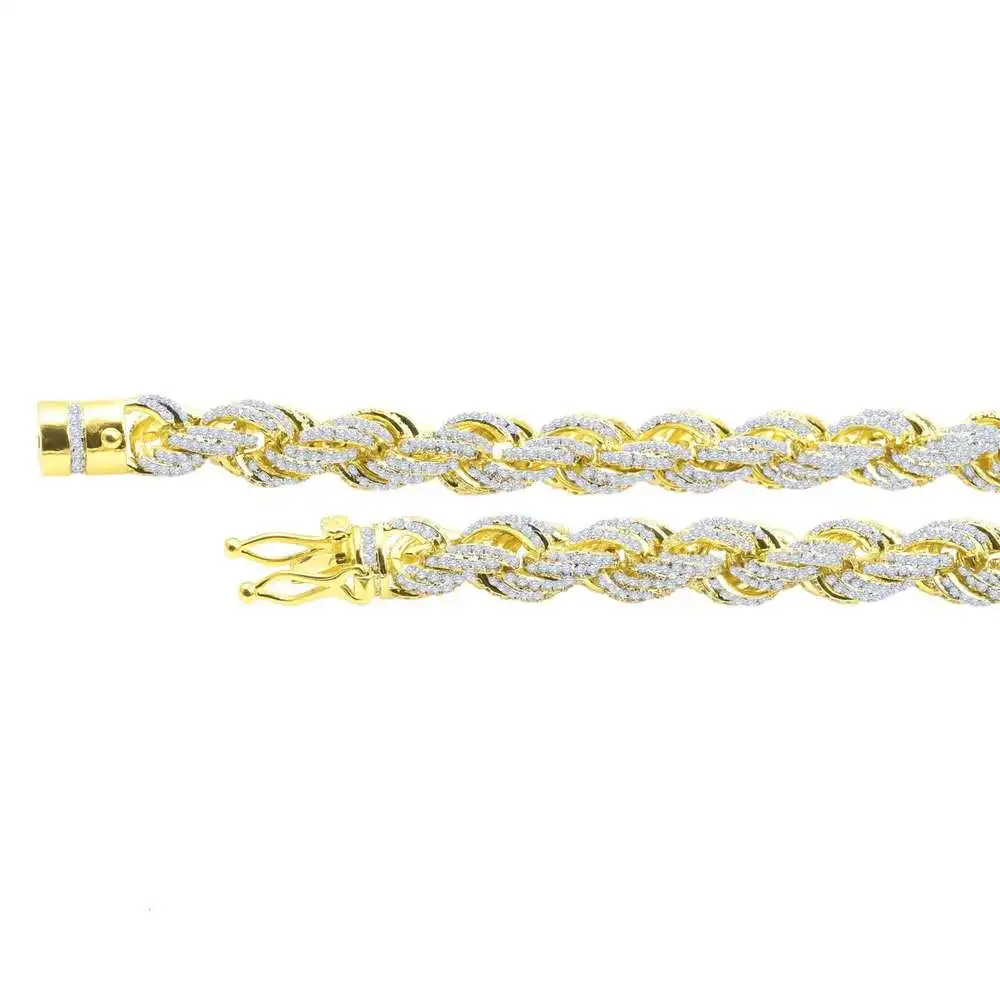 Luxury Kibo Gems 925 Sterling Silver 10mm Hiphop Chain Iced Out Bling Vvs Moissanite Gold Rope Chain Necklace.