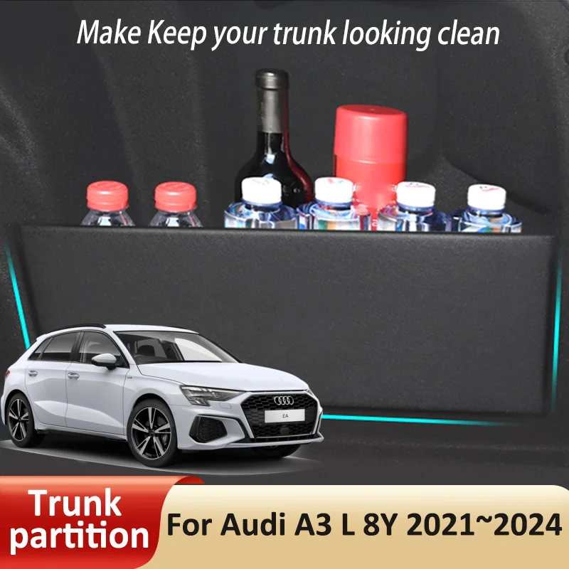 

Car Organizer Trunk Side Partition For Audi A3 L 8Y 2021 2022 2023 2024 MK4 Auto Parts Interior Trunk Accessories Storage Tools