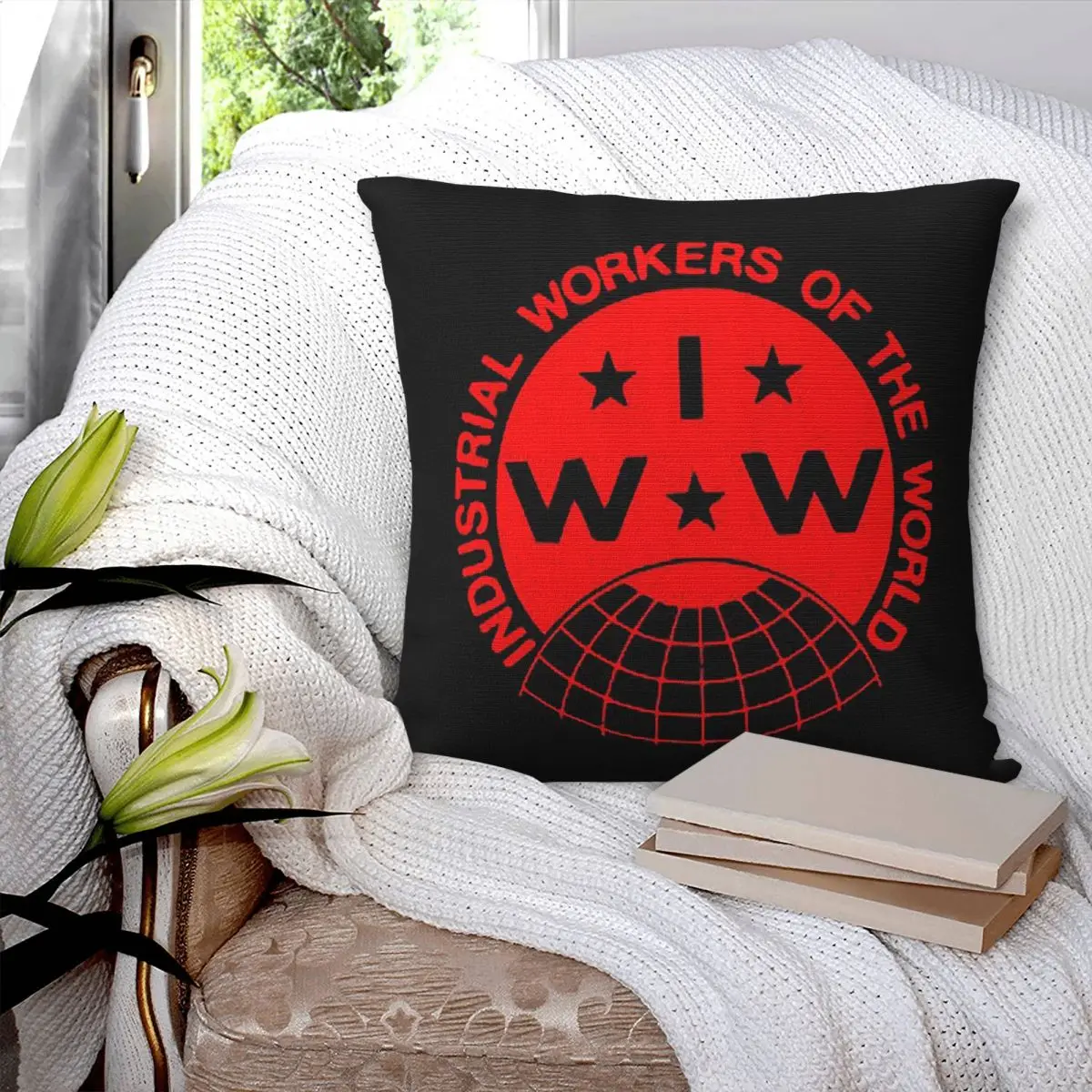 Industrial Workers Of The World Iww Square Pillowcase Pillow Cover Polyester Cushion Comfort Throw Pillow for Home Living Room