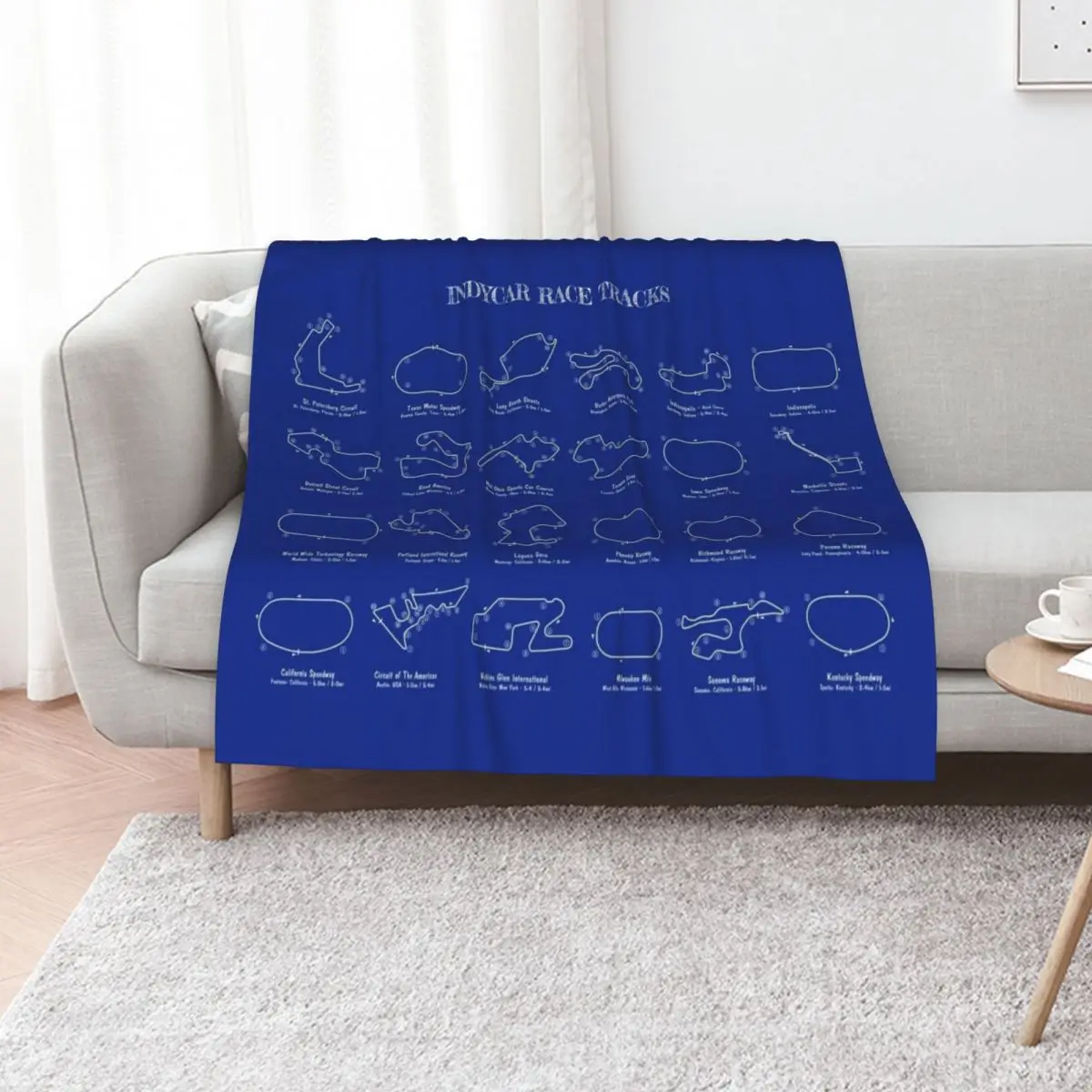 Indycar Race Tracks (White Stencil-No Background) Throw Blanket Weighted Flannel Fabric Flannel Kid'S Sofa Blankets
