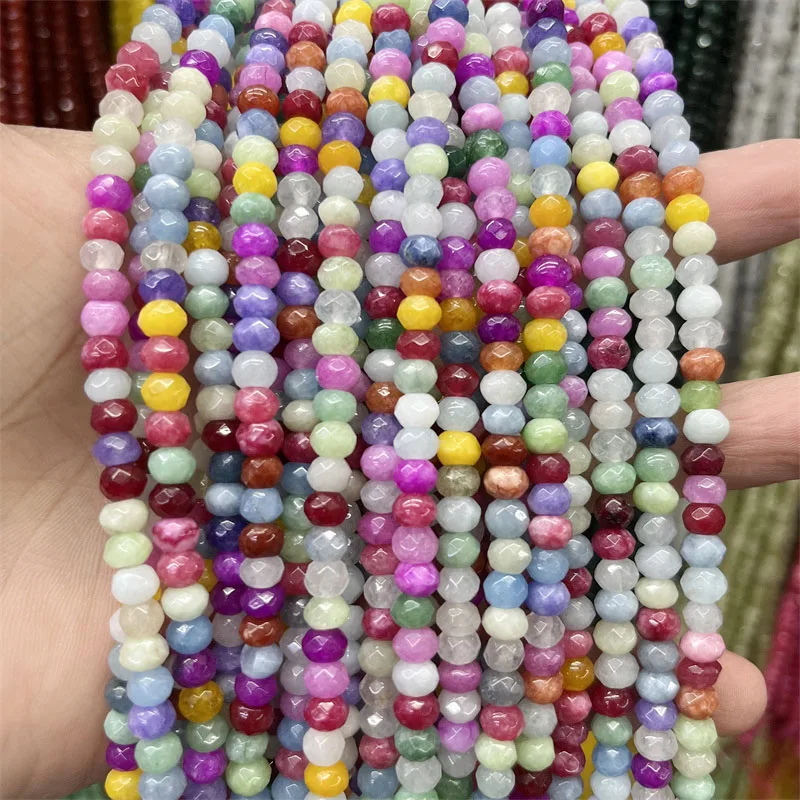 Kalung Jasper warna campur segi 4*6MM manik batu alam wanita batu permata mewah presisi giok Yoga perhiasan wanita