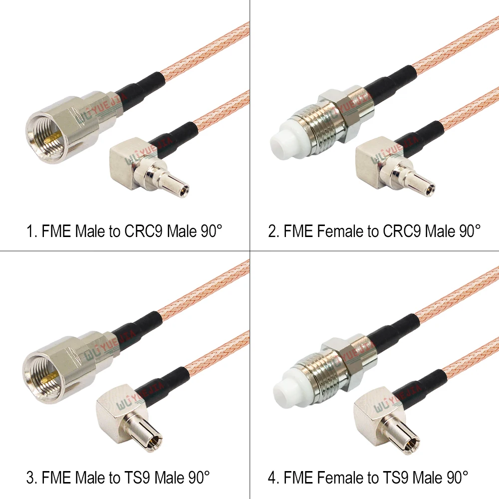 TS9 CRC9 FME RG316 FME erkek dişi Jack CRC9 TS9 erkek fiş sağ açı konnektör 50-1.5 RF koaksiyel kablo için HUAWEI yönlendirici